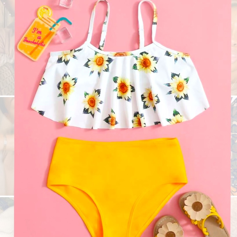 Girls floral swimsuit. Size 9-11yrs.